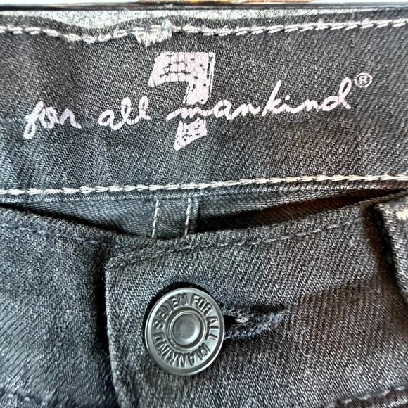 7 For All Mankind Ankle Skinny Jeans Womens 27 Black Denim Stretch Low Rise - Picture 7 of 8